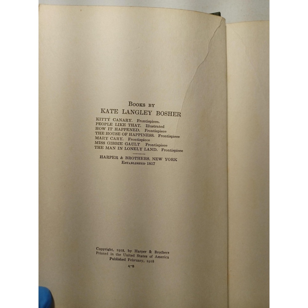 Vintage 1918 Kitty Canary Kate Langley Bosher Novel Hardcover Harper Brothers Bo - Picture 5 of 9